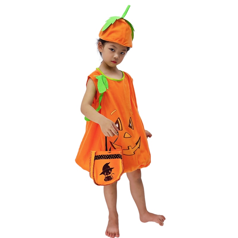 Børns halloween græskar kostume børnehave klæder sig til præstationstøj
