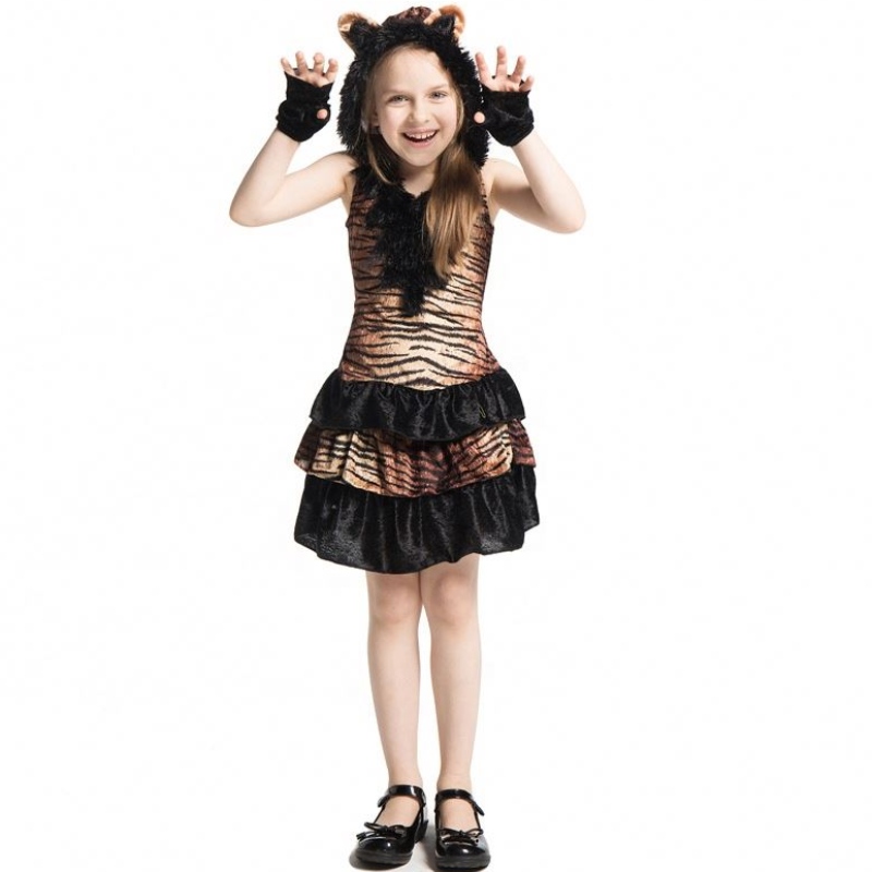 Hot Selling Girls Halloween Animal Cosplay Costume Halloween Party Tiger Fancy kostume til børn