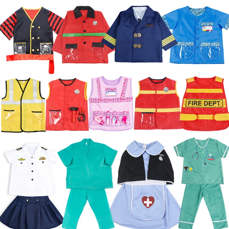 Halloween Children Doctor Cosplay kostume børnehave rollespil brandmand sygeplejerske kok politi kostume sygeplejersker piloter kostumer
