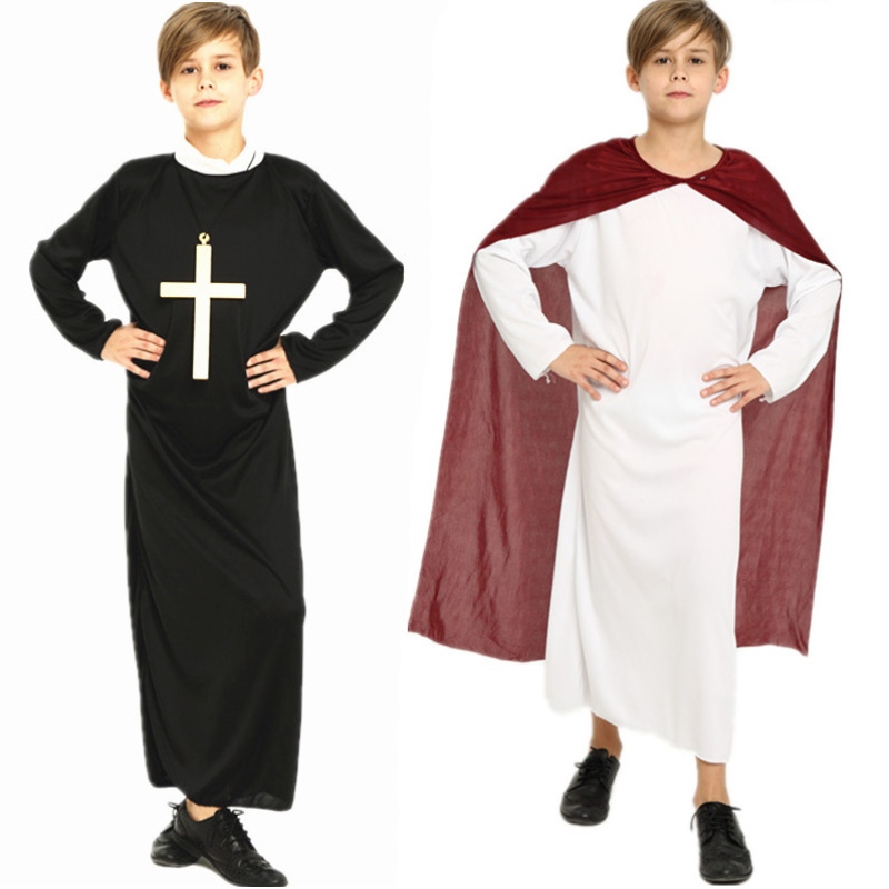 Halloween kostumer maskerade til drenge piger råber Præster fædre missionærer jesuitt kristendom kostumer til børn