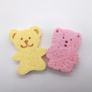 Lille bjørneform rengøringssvamp Magisk badesvamp Cellulose svamp biologisk nedbrydelig