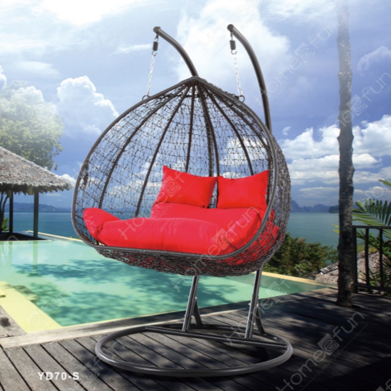 2022 Factory engros høj kvalitet terrasse swing udendørs møbler æg stol fritid wicker rattan stol med pude og stang