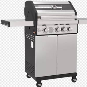 Luksus Udendørs Have Gas BBQ Griller Røgfri Grill Grill Hjem Party BBQ Grill Trolley med kabinetter hjul Rustfrit stål
