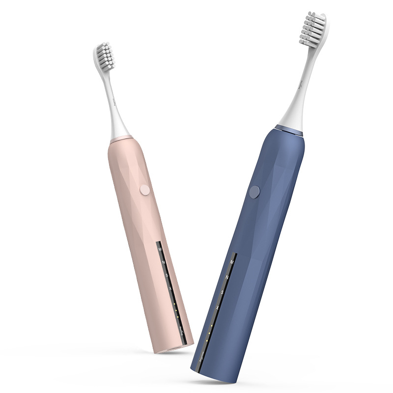 3D Professionel hvidt Sonisk elektrisk tandbørste, genopladelige elektriske tandbørster til voksne og børn, indbygget smart timer, rengøring af vandtæt tandbørster sæt, hvid-lyserøde-bule