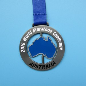 Blød emalje sølvmetal Farverigt kort Jigsaw World Marathon Combination Medals