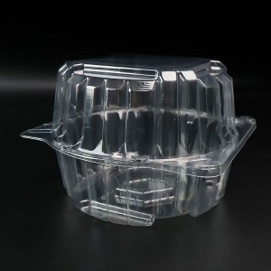 Gennemsigtig RPET eller Pet Clamshell Blister Container til 1 pund salat Urte Salat Leafy Packaging Box