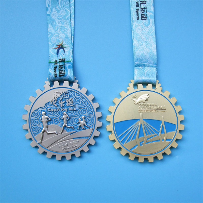 Gear Design Race Award 3D Metal Hanger Gold Medals Custom Sports Medal