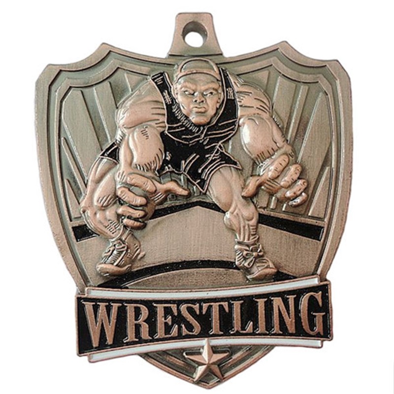 Antik sølvbelagt medalje 3D Wrestling Medals Custom Medallion Pendant
