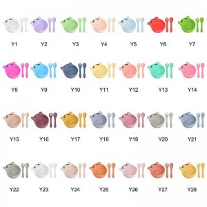 Baby fodring sæt silikone skål ske gaffel til småbørn børn søde dyre silicium skål sæt bjørne mad fodring babyplade til børn forsyninger