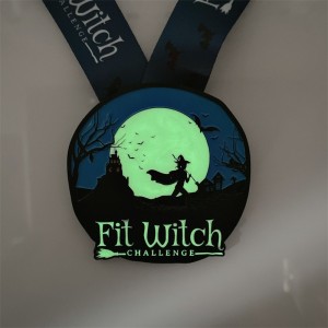 7/8-tommer mat sort metal medalje Halloween lysendenatmedaljer