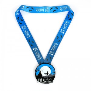 7/8-tommer mat sort metal medalje Halloween lysendenatmedaljer