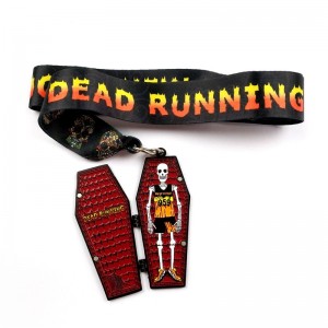 Metal Die Casting 7/8-tommer Matte Black Metal Medal Halloween Clamshell Sports Medals