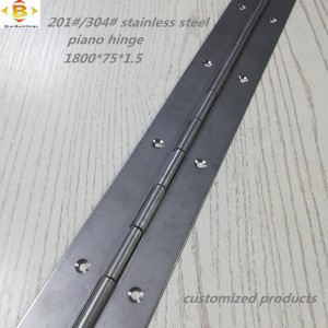 Tilpasset lang hængsel 201#304#tykkelse1,5 mm rustfrit stål klaver hængsel kontinuerlig række kabinet klaver hængsel
