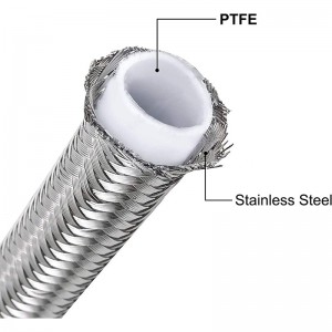 PTFE E85 Brændstof Line Slange Rustfrit stål flettet