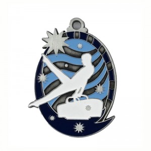 Gag 18k guldbelagt firkantet rektangel medaljon pendel rytmisk gymnastikmedalje