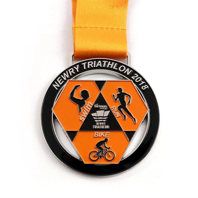 Champion Medal Custom Antique Medals Rebin Design 3D Triathlon Medal