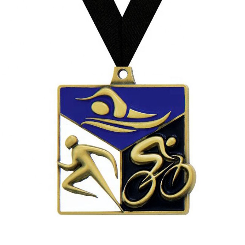 Smuk designmedalje 3D UV -udskrivning Emalje medaljontriathlonmedaljer