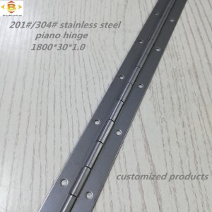 Tilpasset lang hængsel 201#304#Tykkelse 1,0 mm rustfrit stål tykt klaver hængsel kontinuerlig række kabinet klaver hængsel