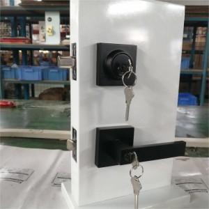 Firkantet indgangsarm med enkelt cylinder deadbolt sæt,nøgle af kombinationsdørlås, tung indgangsdørlåst, matte sort 1 pakke