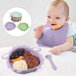 Babybordsserviser Fødevarefødevarer Silikone Soft Baby Feeding Bowl Non BPA Middag Silikone Fodringsplader til småbørnplader