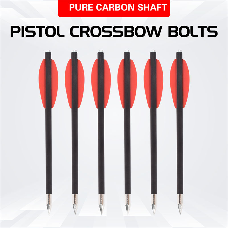 Elongarrow 119612-05 16cm Pistol Crossbow Bolts Carbon Arrow Bolts With 2pcs Red Vane