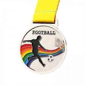 Brugerdefineret fodbold Guld 3D -medaljer Fodboldløb Running Metal Marathon Sportsmedalje med bånd