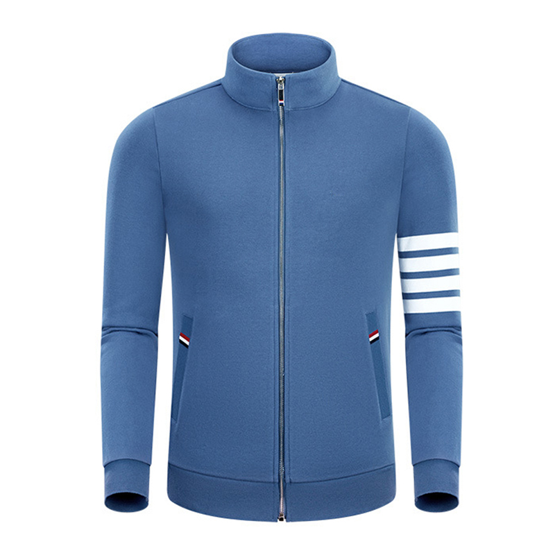 Forår og efterår Ny fire bar bomuldsmode afslappet lille stand krave mænds og kvinders lynlås lange ærme cardigan frakke