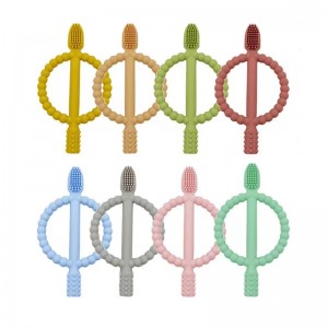 BPA gratis blød sikker tandbørste tyggelegetøj tandbørste baby silikone tænder