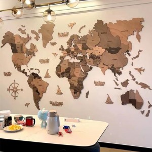 3D Wood World Map