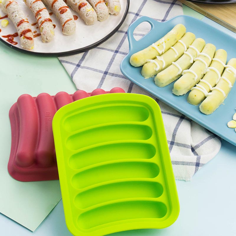 Nonstick silikone pølseforme til hjemmelavede hotdogs, DIY -hotdogs, BPA -fri, ovn og mikrobølgeovnsikker hotdogforme