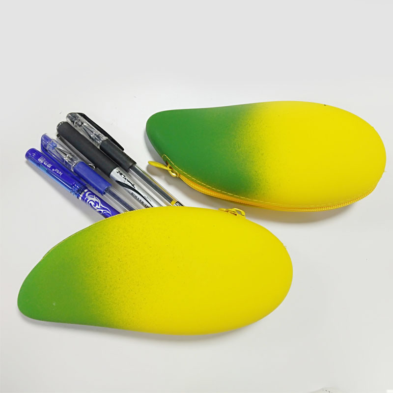 Sød silikone bananform blyantpose møntposenøglepose, silikone vandtæt og holdbar madkvalitet