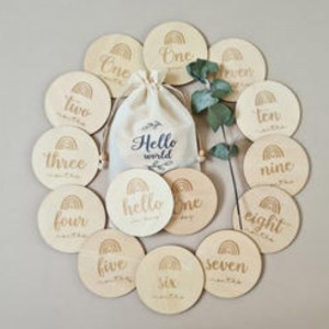 Træ artefakt gravid baby måned milepæl kort træ månedligt mindekort voksende kort