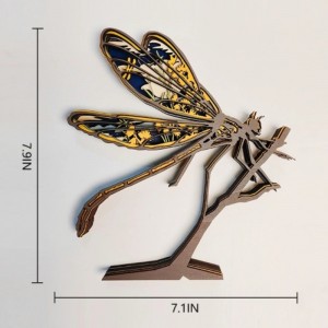 3D Animal Wood Dragonfly Decoration