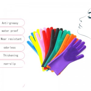 Genanvendelige silikone opvask handsker, opvaskemitter med børste, husholdningskøkkenhandsker, kæledyr plejemæssig forsyninger