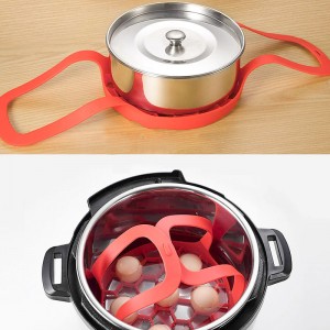 Silikone-dampbåd Mat med slynge og anti-skaldende bordmåtte BPA-fri silikoneægdampgrænse, let at rengøre og rejse med