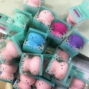 Rensning af børste silikone håndholdt rengøringsbørste og massager, blæksprutte formet rensende børste til dyb rensning blid eksfoliering hudmassage