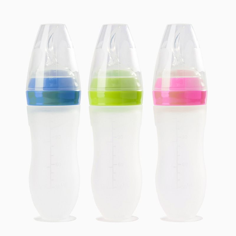 Komplementær ske silikone klemme ske børns komplementære madflaske