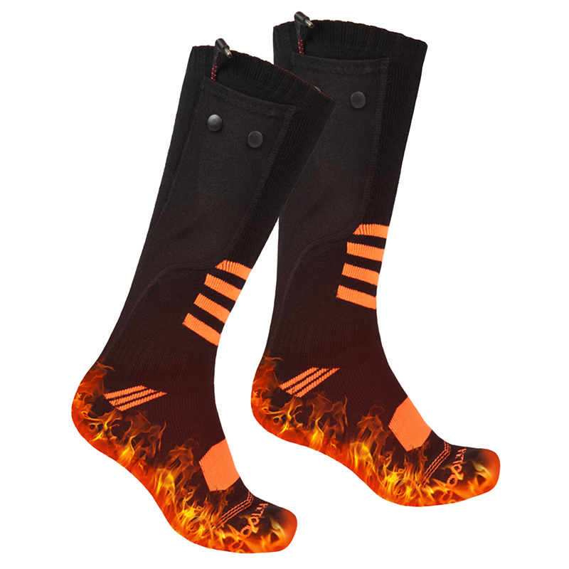 Vaskbar 7.4V genopladelig batteri elektriske opvarmningssokker til vinter udendørs sport