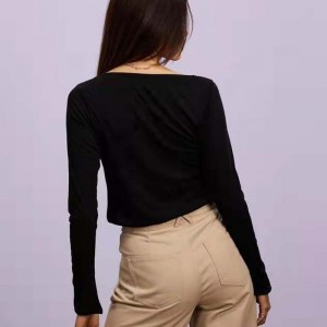 Brugerdefineret forår efterår damer sexet sweater lange ærmer pullover udhulet sweater