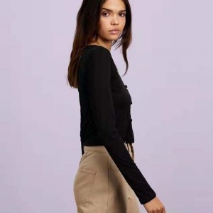 Brugerdefineret forår efterår damer sexet sweater lange ærmer pullover udhulet sweater