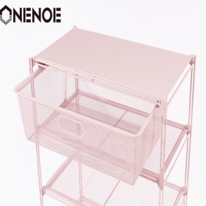 OneNoe Simple Small Wire Metal Mesh Stackable Opbevaringssko Hylder tøjstativhylder bogreol hylder med 5-lags til hotel supermarked shoppingbutik