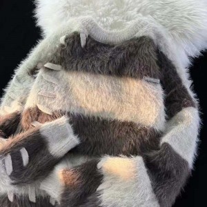 Efterår og vinter koreansk version løs farve stød stribet sabel sweater