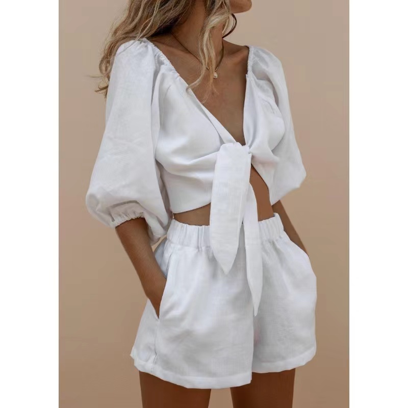 Kvinder snøres top&shorts sæt