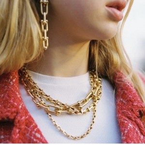 Tyk kædehalskæde Kvindelig Europa og De Forenede Stater Ins let luksusniche Horseshoe Buckle Collarbone Chain