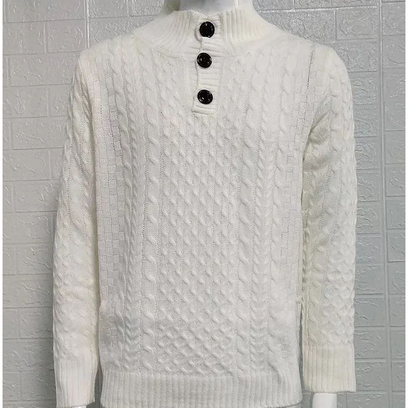 Mænds akryl stativ krave Pullover Strikket vinter mode knapper Sweater