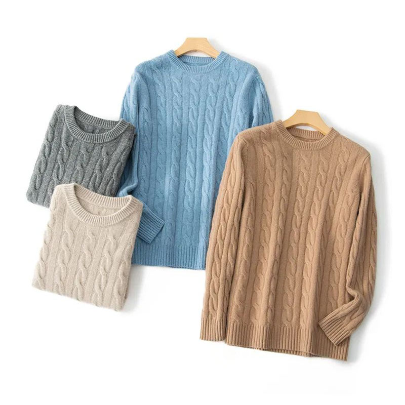 Mænds rundenakke kabelblomst varm syv-nåle fortykket sweater