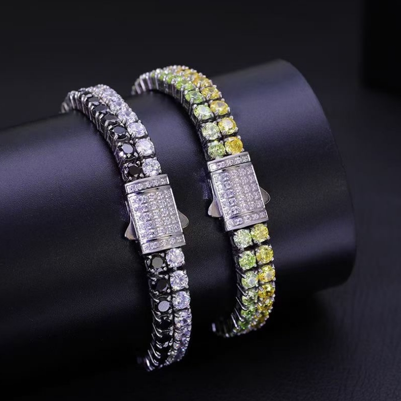Double Row Diamond rustfrit stål Ikke plukning af høj kulstofdiamant tennisarmbånd