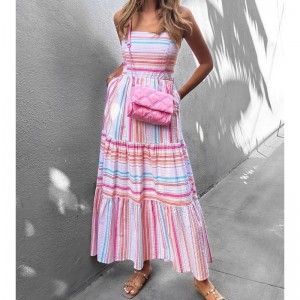 Kvinder Striped Print Boho kjole