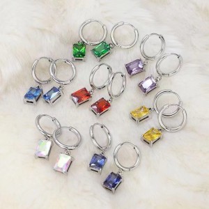 Firkantet mode luksus zirconia øreringe