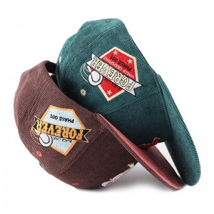 brugerdefinerede herre broderi 5 panel snapback corduroy caps hatte